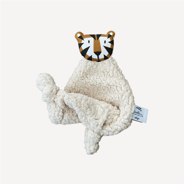 doudou teddy beige motif tigre camel et marrone fabriqué en France Carotte & Cie