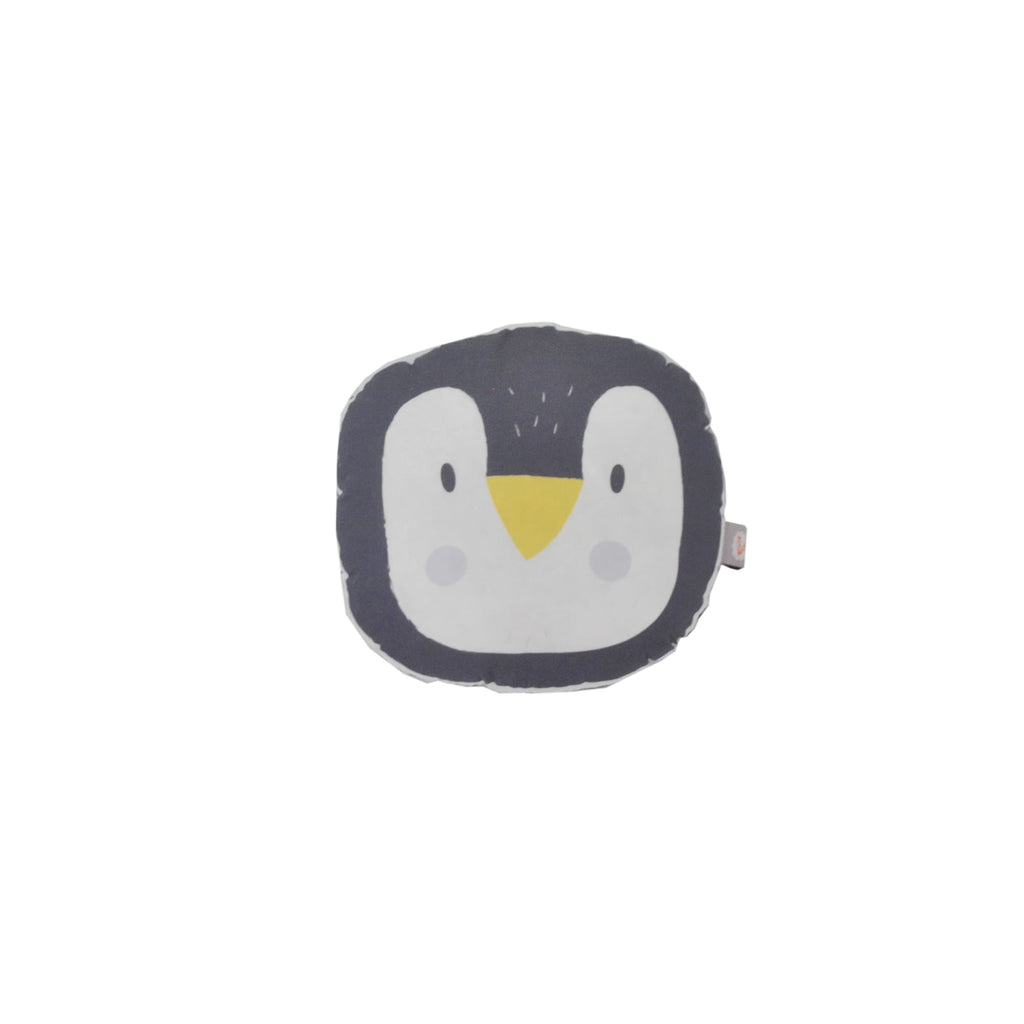 coussin illustré motif exclusif tête de pingouin gris anthracite Carotte & Cie